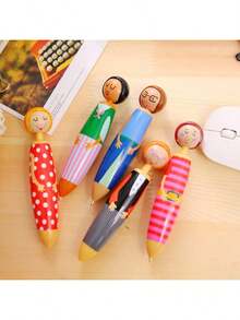 5/3/1/10pcs Random Cartoon Villain Doll Ballpoint Pens, Blue Ink Doll Ballpoint Pens, Doll Ballpoint Pens, Back To School, First Day Of School - Black - View 6