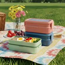 1pc Japanese Style Double Layer Bento Box, Back To School Divided Lunch Box, Portable Lunch Box, Sushi Rice Box, Office Worker Japanese Fresh-Keeping Box, Student Portable Lunch Box, Sandwich Lunch Box, Microwave And Dishwasher , Suitable For Students, Office, Outdoor - View 3