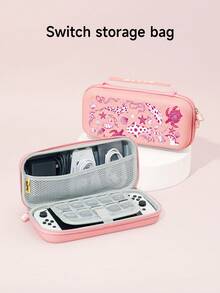 New Switch 2 (2025) Game Accessories, 1pc Pink Underwater Element Pattern Storage Bag For Charger And Data Cable, Compatible With Switch/Switch 2 Game Console Protective Case, Compatible With Switch 2/Switch OLED/Switch NS Battery Version Game Console Storage Bag/Protective Case, Card Box, Dust Cover, Dock, Built-In Stand, Can Store 10 Game Cards, Portable Travel, Anti-Drop Anti-Pressure Game Cartridge Box Controller Bag Accessories - Multicolor - View 21