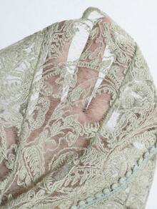 ALIAO Atasan Elegan Transparan Motif Kasmir Hijau Muda Musim Semi/Panas, Gaya Klasik, Cocok untuk Pernikahan, Pesta, dan Liburan. - Mint Green - View 7