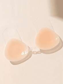 1 Pair Back-Gathering Invisible Adhesive Lift-Up Push-Up Bra, Suitable For Wedding And Swimwear - Champagne - View 3