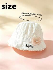 1pc Customizable Embroidered Name Sun Hat/Bucket Hat, Bow & Flower Decor, White/Pink, Suitable For Daily Commute, Vacation, Beach Travel And Various Occasions - Multicolor - View 2