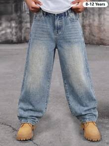 Boys' Fashion Denim Long Pants, Spring/Autumn/Winter New Style For Big Kids - Medium Wash - View 3