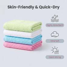 6/12/24pcs Face Towels, 10x10 Inch Highly Absorbent Soft Fingertip Towels, Machine Washable, Suitable For Bathroom, Gym, Hotel, Spa And Kitchen, Multicolor - Green + White - View 2