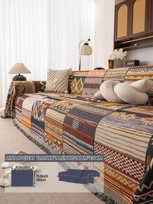 1PC Bohemian Sag Folk Sofa Throw, Durable Anti-Scratch Full Season Furniture Cover, Chic Interior Accent To Add Warm Charm To Small & Large Modern Apartment Living Rooms - 1PC - View 24