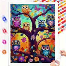 1 Set 5D Diamond Painting Kit Quirky Owl On Branch, 40*50cm_15.75*19.68in Full Drill With Tools, Vibrant Color Canvas, Suitable For Beginners, - View 7
