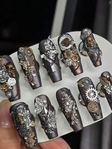 Baroque Gear Clock Mechanical Wing Steampunk Style 3D Nail Art Accessories Silicone Nail Mold - Clear - View 4