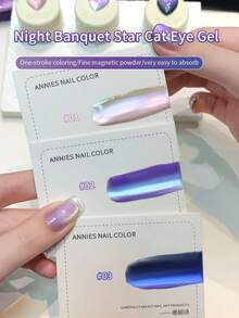annies 5g Aurora Night Banquet Star Cat Eye Gel 3 Cores Conjunto Gel Magnético Brilhante Noite Banquete Gato Esmalte de Unhas 1 Peça/3 Peças - Multicolorido - Visão 6