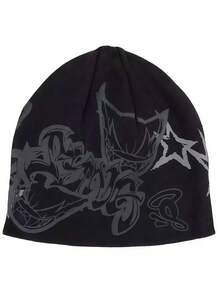 1pc Or 2pcs Gothic Style Men's Embroidered Scarf & Knit Hat, Fashion Street Ski Hat, Warm And Versatile, Suitable For Cold Weather, Loose Fit - Multicolor - View 12