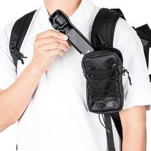 1pc MOLLE Tactical Mini Shoulder Pouch, Multi Compartment With Elastic Bungee Cord, Thickened Tear Resistant Nylon For Daily Hiking Camping, Crossbody Phone Coin Bag - Multicolor - View 11