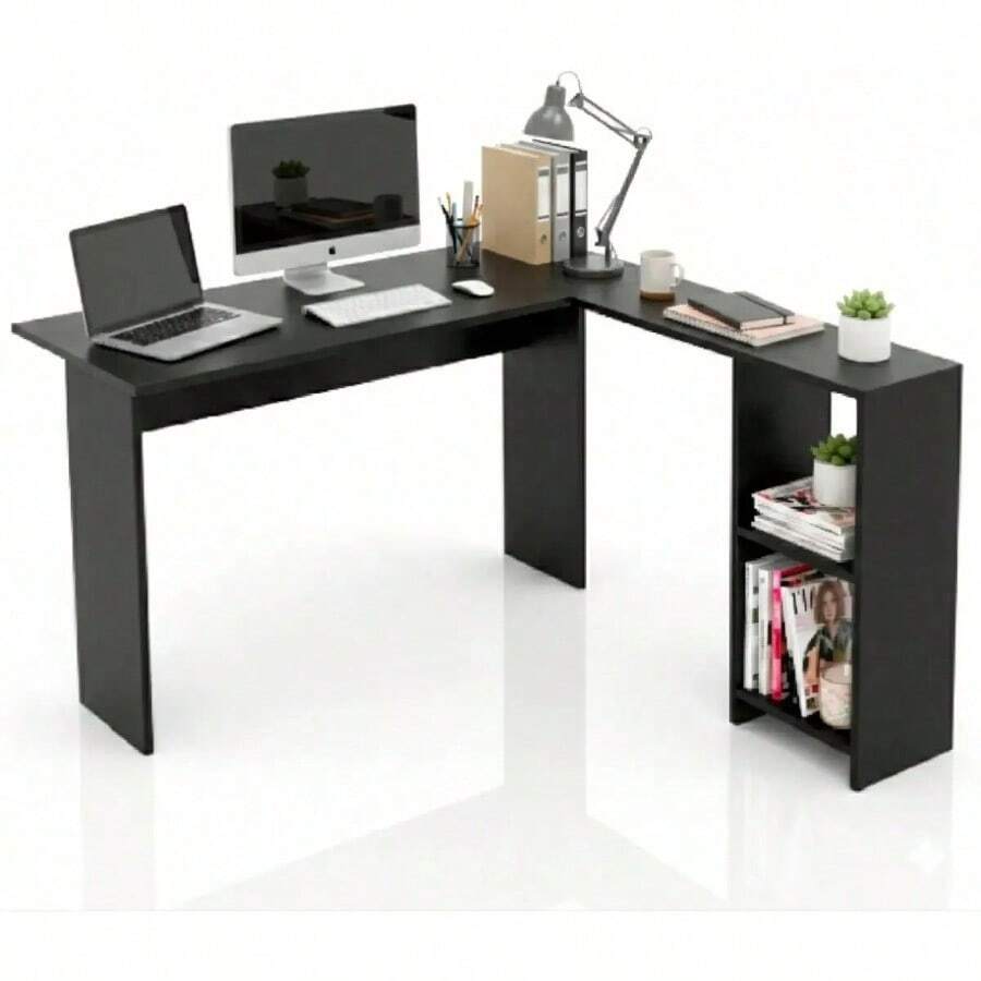 Escritorio en L minimalista negro para home office sin logotipos - Negro1 - Ver 1
