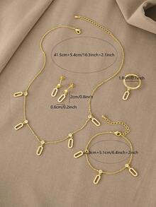 Collar de oro de 18k, pulsera de oro, anillo de oro, pendientes de circonita de cobre texturizados versátiles, adecuados para citas, reuniones, regalos y uso diario - Dorado - Ver 7