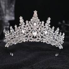 1 Stück Stück silberne Braut-Tiara mit komplettem Strassbesatz, Vintage-Kristall-Hochzeitskrone, elegantes Haaraccessoire für Schönheitswettbewerbe, Abschlussball und Partys - Verschiedenfarbig - Übersicht 2