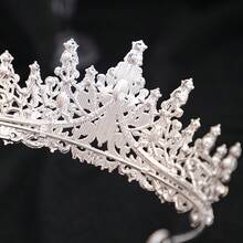 1 Stück Stück silberne Braut-Tiara mit komplettem Strassbesatz, Vintage-Kristall-Hochzeitskrone, elegantes Haaraccessoire für Schönheitswettbewerbe, Abschlussball und Partys - Verschiedenfarbig - Übersicht 6