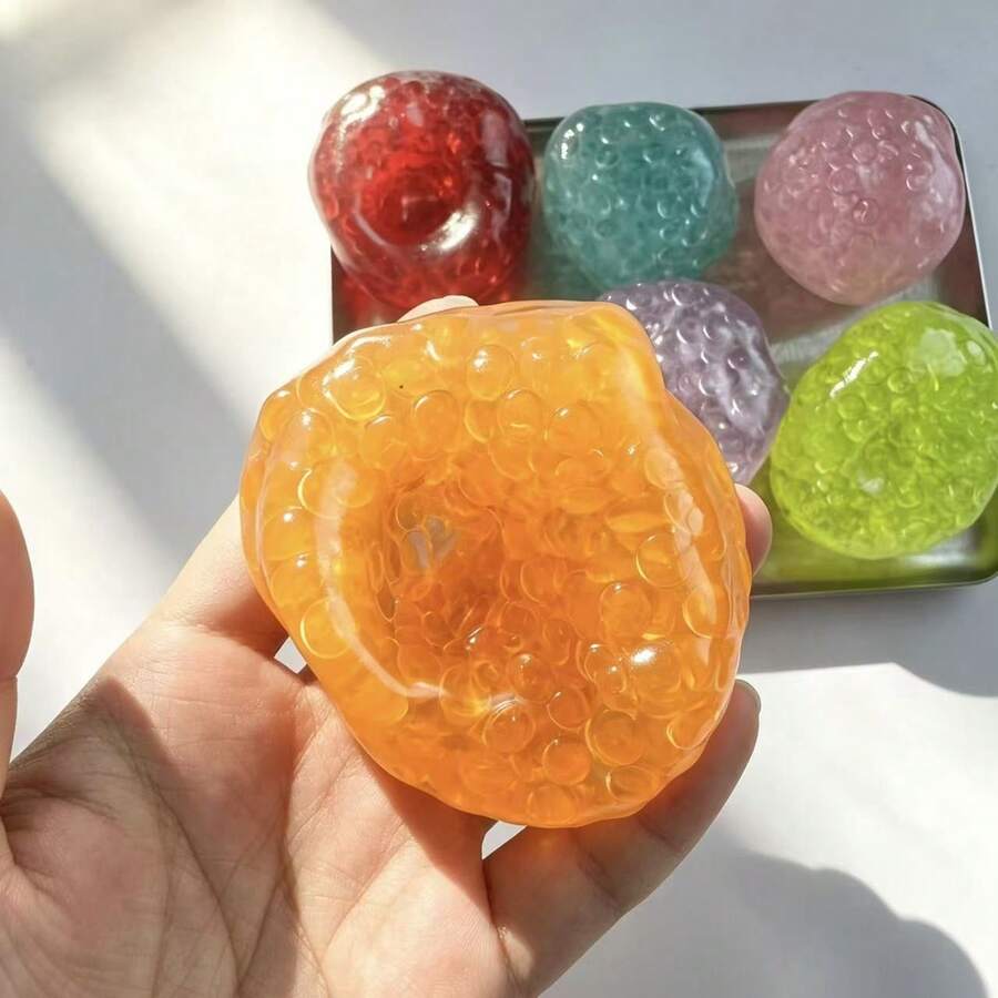 1pc Japanese & Korean Style Coconut Oil Bead Handmade Squeeze Ball Stress Relief Toy - 彩色 - 查看 1