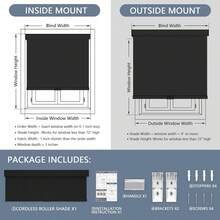 Blackout Roller Shades Cordless Blinds For Windows, Free-Stop Shades With Valance, Thermal Insulated Fabric, UV Protection, Natural Woven Variant 1 - Black - View 5