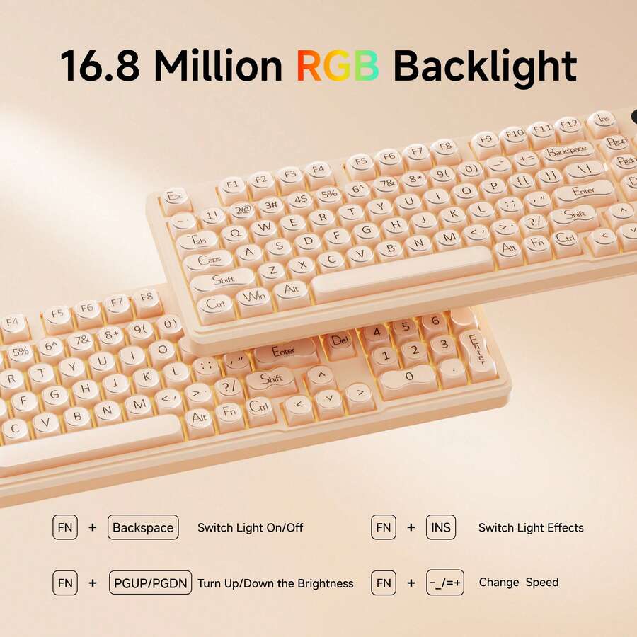 EWEADN V102Air Wired Low-Noise Mechanical Feel Keyboard, Stylish Office Keyboard For Women, Multiple Colors Available, Smart Screen, Ergonomic Design, Perfect For Gifting - View 1