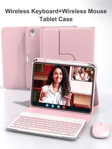 Pink Rotating Keyboard+case+mouse set