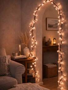 1pc Cherry Blossom Branch Shaped LED Wall Light, USB Powered, 8 Lighting Modes, Flexible Willow Branch Design, Floral Wall Decor, Suitable For Bedroom, Home, Wedding Decoration And Holiday Party Decoration. - Multicolor - View 5