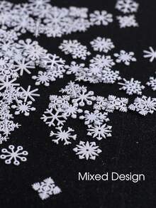 1 Frasco de Decoração para Unhas com Flocos Finos de Glitter e Lantejoulas 3D de Floco de Neve Branco Vazado, Arte de Unhas de Inverno, Acessórios para Design de Unhas DIY - Branco - Visão 8
