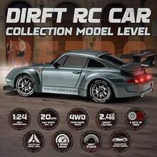 1:24 Scale 4WD RC Drift Car, 2.4GHz Remote Control Car, Drift Car Tires, Rechargeable Battery, High-Speed RC Car Toy, Suitable For Children, Boys And Girls, Beginners, Birthday Gift, Christmas Gift, Children's Gift - Multicolor - View 4