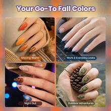 Beetles 25 Colors Fall Gel Nail Polish Set, Fall Passage Collection, Burgundy, Brown & Orange Gel Polish With Base Coat, Glossy & Matte Top Coat, Soak Off UV LED - 25 Colors Fall Passage - 查看 6