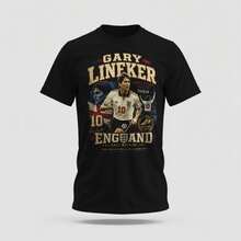 Gary Lineker England Vintage T-Shirt - Mexico 86 & Italia 90 World Cup Icon - Golden Boot - Football Memory Series - 黑色 - 查看 1