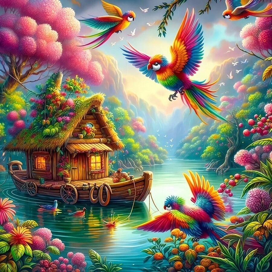 1pc - DIY Handmade 5D Diamond Painting Kit, Suitable For Adults And Beginners, Craft Supplies, Applicable For Living Room, Bedroom, Office, Wall Decor Art. - round diamond - View 1