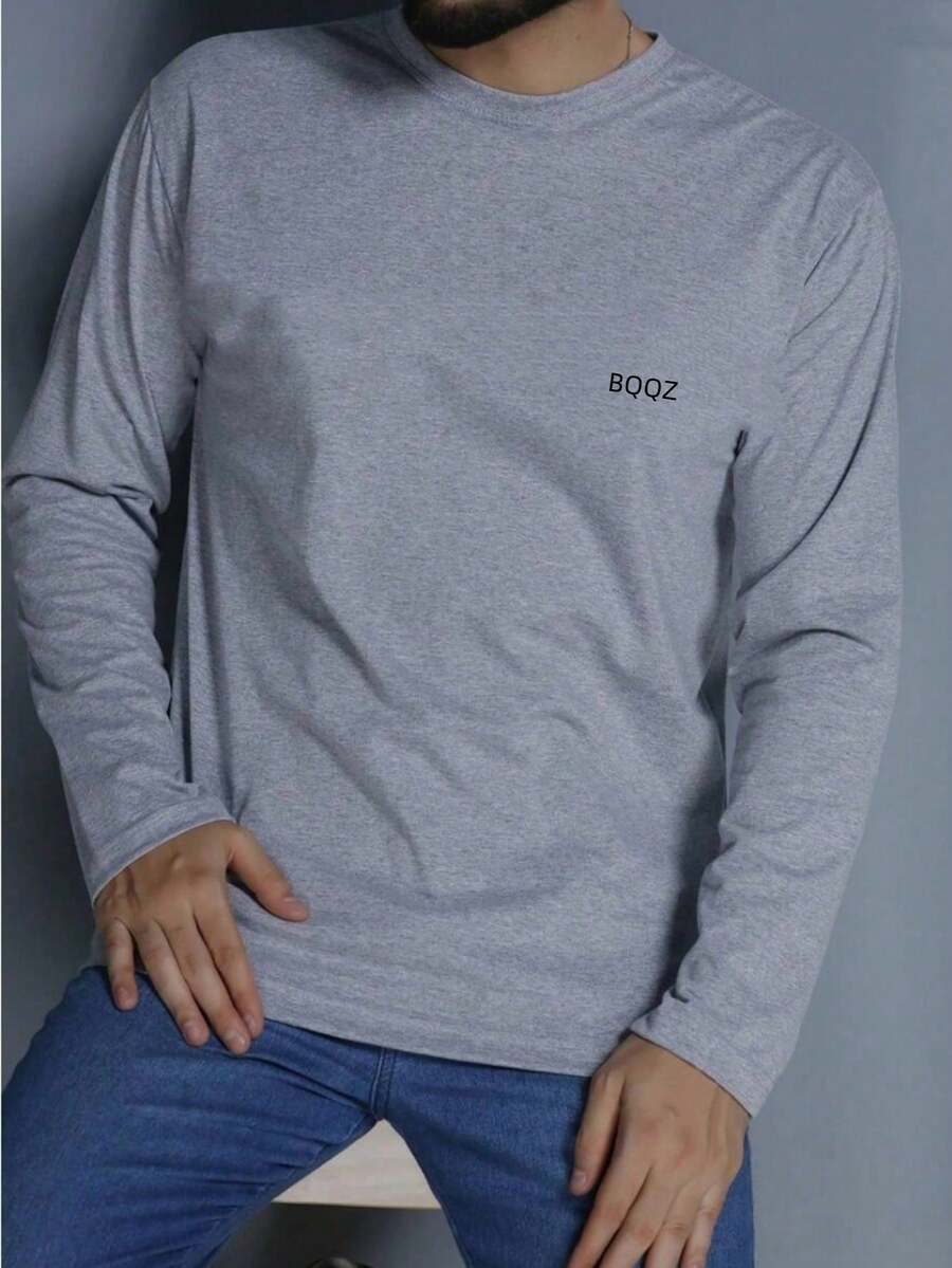 Men's Plain Long-Sleeve T-Shirt BOOS - 淺灰色 - 查看 1