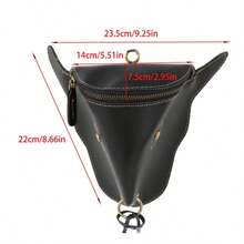 1Pc Retro Cowhide Mini Waist Belt Bag, 3D Cow Head Shape With Metal Ring, Large Capacity Wear Resistant For Western Style Outdoor Riding - Multicolor - View 3
