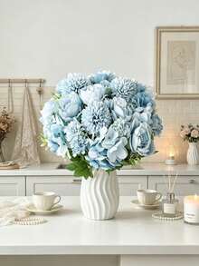 1/4pcs Artificial Peony Hydrangea Bouquet, Suitable For Wedding Decoration DIY Wreath Materials, Bridal Bouquet, Wrist Corsage, Boutonniere, Headpiece, Wedding Car Decoration, Door Arch Decoration, Applicable For Home, Restaurant, Bedroom, Vase Decoration, Birthday - Blue - View 7