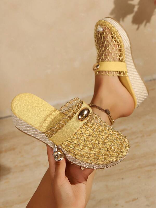 Women's Summer Mesh Lightweight Breathable Fashion Daily Vacation Comfortable Versatile Wedge Heel Thick Sole Sandals