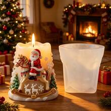 SUPWANPENG Christmas Santa Riding Wooden Horse, Rocking Horse Santa, Rocking Horse Christmas Tree, Deer And Snowflake Shaped Embossed Silicone Mold, Easy To Demold And Reusable, Suitable For DIY Resin, Gypsum, Clay, Concrete, Cement Crafts, Silicone Mold, Easy To Demold, Suitable For Various Holiday Gifts And Home Decor - A - View 7