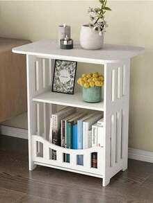 Suitable For Practical Storage Rack - Modern Nordic Style White Wooden Storage Table, Multi-Functional Tiered Shelf, Easy To Assemble, Suitable For Bedroom And Living Room Decoration, Minimalist Design Bookshelf | Multi-Functional Rack - Multicolor - View 2