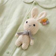 Handmade Baby Soothing Rattle, Develops Baby's Auditory Ability, Suitable As A Gift For New Moms, Suitable For Christmas And Newborn Commemoration, Rabbit-Shaped Rattle, Parent-Child Interactive Toy, Built-In Bell, Cute Design, Rich Details, Attracts Baby's Attention - Multicolor - View 5