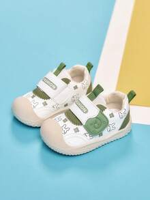 Unisex Baby Rabbit Print Hook And Loop Anti-Slip Walking Shoes - Green - View 2