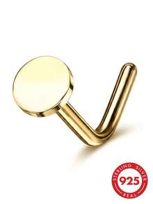 lunastudio 1pc Elegant 925 Sterling Silver Screw Head Nose Stud Suitable For Women's Daily Wear - Gold - View 3
