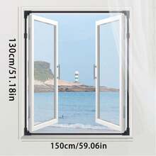 1pc Adjustable Magnetic Window Screen, High Breathability Polyester Fiber Mesh, No Drilling Self-Adhesive Easy Installation, Magnetic Closure Design, Fine Insect Mesh, Suitable For Home And Apartment Indoor Window Protection - Multiple Styles - View 15