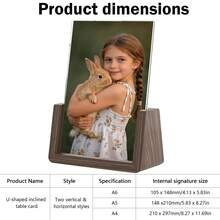 2pcs Acrylic Transparent Display Stand, Solid Wood U-Shaped Base Sign Holder, Horizontal And Vertical Detachable Slide-Out, Suitable For Pictures, Certificates, Various Displays, Promotional, Restaurant Menu, Documents, Photo Memorial, Office Or Desktop Display Stand, Home Decor, Certificate Display, Party Display - Multiple Specifications - View 5