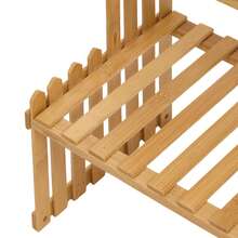 LIVINGANDHOME 2-Tier Tabletop Bamboo Plant Shelf, Desktop Flower Stand, Mini Potted Plant Rack, Succulent Display Holder, Countertop Plant Organizer, Natural Wood Adjustable Slatted Bamboo Rack With Anti-Slip Fence For Small Succulent Greenery Decor - Natural Wood Finish - View 6