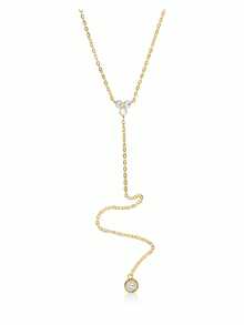 1pc 925 Sterling Silver Lasso Necklace With 2 Cubic Zirconia Exquisite Teardrop Pendants, Women's Long Necklace - Necklace - View 6