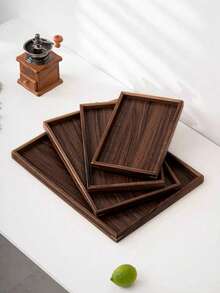 1pc Brown Wooden Rectangular Tray, Home Dessert Plate, Hotel Restaurant Coffee Plate, Tea Tray, Rectangular Decorative Tray, Suitable For Home Decor, Kitchen Dining Table, Candle Holder, Suitable For Fruit, Sushi, Steak, Bread, Snacks Wooden Display Tray - Brown - View 10