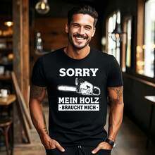 Sorry My Wood Needs Me Lumberjack Chainsaw T-Shirt - Black - View 1