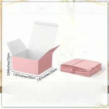 Caja de regalo con cinta rosa y tapa (7.87x7.87x3.94 pulgadas) 10 piezas/paquete Caja de papel de regalo premium, adecuada para Navidad, boda, recuerdos de invitados de boda, graduación, vacaciones, fiesta de cumpleaños, regreso a la escuela y otras ocasiones - Múltiples estilos - Ver 10