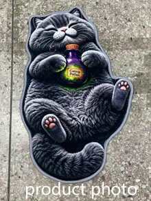 1 pieza Alfombra mágica de gato azul, alfombra de sala de estar, alfombra de área, decoración del hogar, decoración de la habitación, alfombra lavable, regalo de Halloween - Poción mágica Gato azul - Ver 9