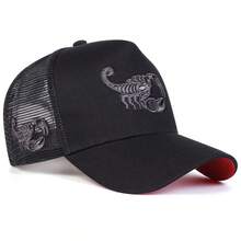1pc Men's Trucker Hat With Scorpion Embroidery Cartoon Baseball Cap Street Fashion 5-Panel Hat Outdoor Sun Protection Casual Cap Spring Autumn Travel Beach Vacation - Black - View 6