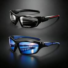 Men's Outdoor Sports Fashion Glasses, Full-Frame Shield Colorful Lens, Anti-Slip Temple, Suitable For Cycling, Driving, Hiking, Fishing And Outdoor Activities - Multicolor - View 12