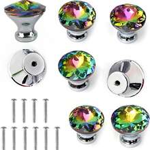 10pcs Cabinet Drawer Pulls And Handles - Crystal Glass Diamond Shaped Colorful Handles For Kitchen Cabinets, Bathroom (30mm) - 10pcs - View 4