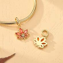 1pc Golden Autumn Sunflower Butterfly Maple Hedgehog Hazelnut Acorn Pendant Beads, DIY Jewelry Making Charms For Bracelet Necklace, New Fall Jewelry - Gold - View 7