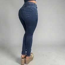 Women's Ultra Push Up Adjustable Denim Jeans - 藍色 - 查看 5